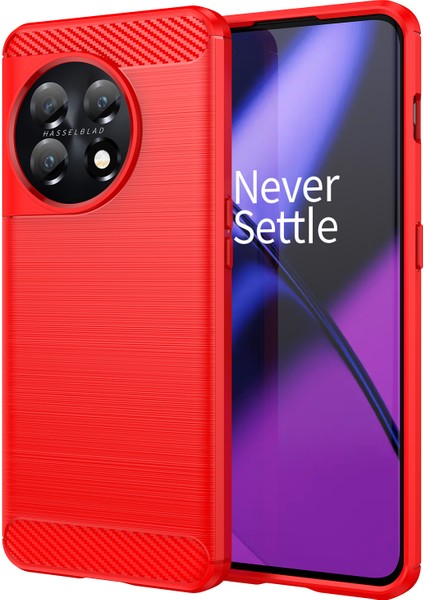 Oneplus 11 5g Çizilmez Tpu Kapak Fırçalanmış Karbon Fiber Doku Telefon Kılıfı-Kırmızı (Yurt Dışından)