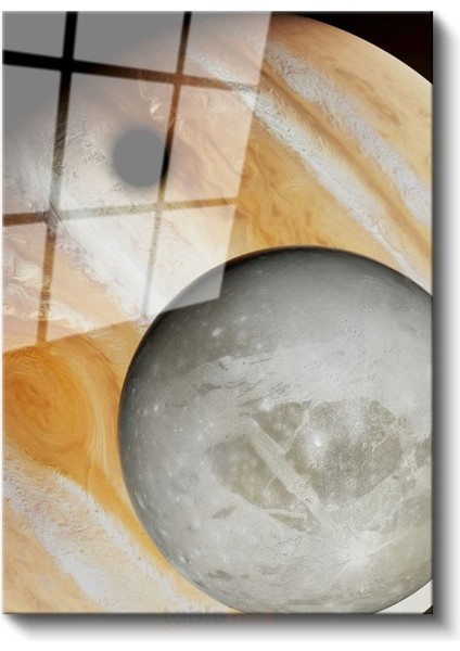 Jüpiter ve Uydusu - Uzayın Derinliklerinden Kozmik Buluşma Cam Tablo fiyatları