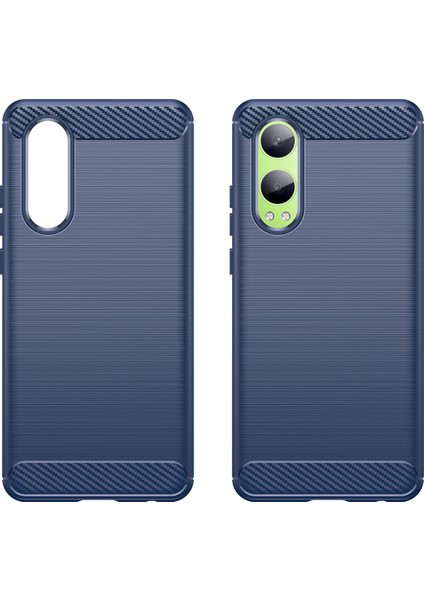 Oppo K12X 5g (Çin)/oneplus Nord Ce4 Lite 5g Kılıf Fırçalanmış Tpu Telefon Kılıfı Karbon Fiber Doku-Mavi (Yurt Dışından)