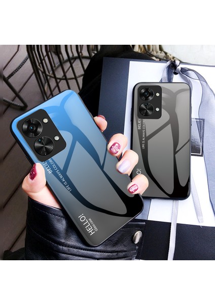 Oneplus Nord 2t 5g Darbeye Dayanıklı Degrade Renk Temperli Cam Kılıf Sert Pc Yumuşak Tpu Çerçeve Kapak Koruyucu-Beyaz (Yurt Dışından) indirimleri