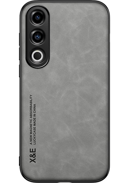 Oneplus Ace 3V 5g Kılıf Deri+Tpu+Pc Manyetik Araç Tutucu Telefon Kılıfı-Açık Gri (Yurt Dışından)
