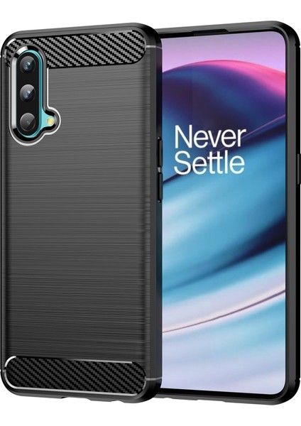 1.8mm Hava Yastığı Tasarım Tpu Kılıf Parmak Izi Olmayan Fırçalanmış Yüzey Telefon Kılıfı Karbon Fiber Doku ile Oneplus Nord Ce 5g-Siyah (Yurt Dışından)