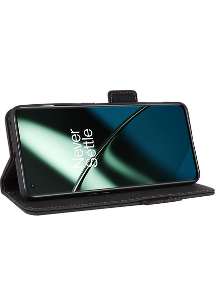 Oneplus 11 5g Flip Cep Telefonu Kılıfı Donanım Dekor Pu Deri Cüzdan Telefon Kılıfı Telefon Standı Fonksiyonu Ile-Siyah (Yurt Dışından)