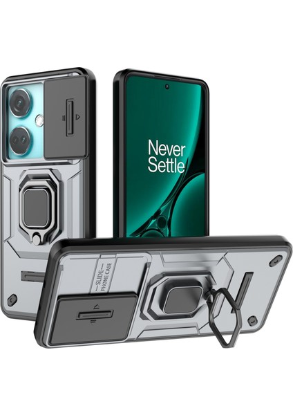 Oneplus Nord Ce3 5g Kılıf Kickstand Telefon Kılıfı Sürgülü Lens Koruyucu-Gri (Yurt Dışından)