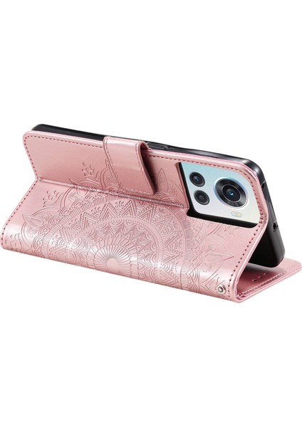 Oneplus 10R 5g/ace 5g Için Çizilmez Stand Kılıfı Mandala Çiçek Desenli Baskılı Pu Deri Cüzdan Flip Kılıf Bilek Kayışı Ile-Gül Altını (Yurt Dışından) indirimleri
