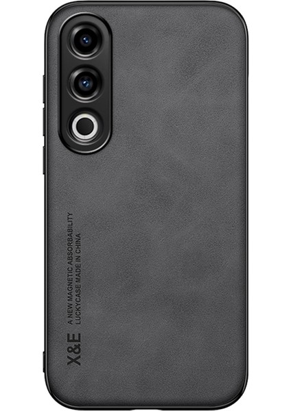 Oneplus Ace 3V 5g Kılıf Deri+Tpu+Pc Manyetik Araç Tutucu Telefon Kılıfı-Koyu Gri (Yurt Dışından)
