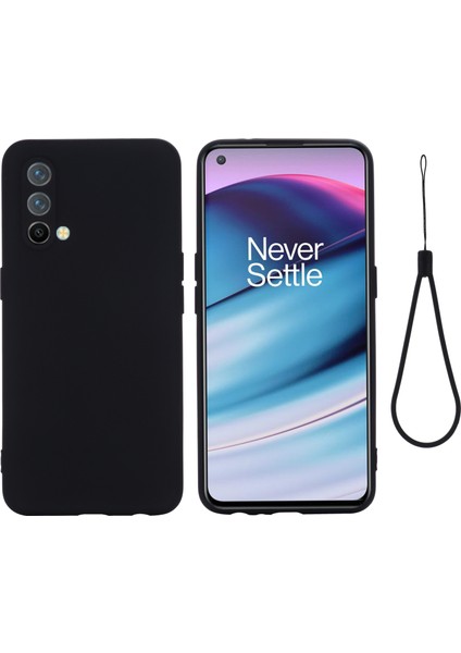 Yumuşak Sıvı Silikon Ince Hafif Darbeye Dayanıklı Koruyucu Kılıf Oneplus Nord Ce 5g-Siyah Için Kayışlı (Yurt Dışından)