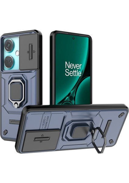 Oneplus Nord Ce3 5g Kılıf Kickstand Telefon Kılıfı Sürgülü Lens Koruyucu-Mavi (Yurt Dışından)