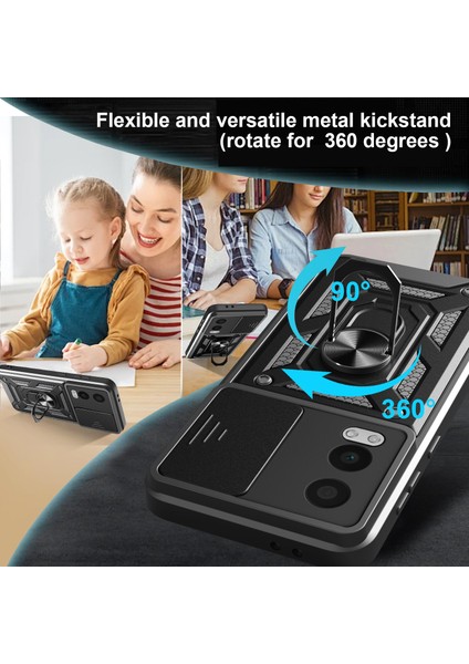 Oneplus Nord Ce4 Lite 5g Kılıfı Sürgülü Kamera Kapağı Pc + Tpu Kickstand Telefon Kılıfı-Altın (Yurt Dışından)