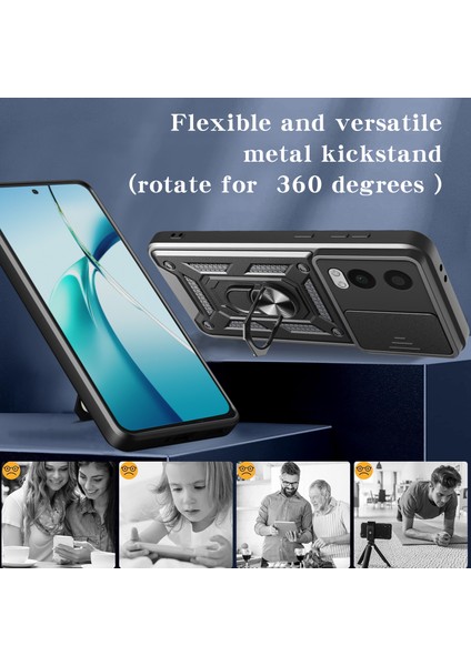 Oneplus Nord Ce4 Lite 5g Kılıfı Sürgülü Kamera Kapağı Pc + Tpu Kickstand Telefon Kılıfı-Altın (Yurt Dışından)