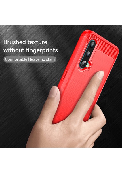 1.8mm Hava Yastığı Tasarım Tpu Kılıf Parmak Izi Olmayan Fırçalanmış Yüzey Telefon Kılıfı Karbon Fiber Doku ile Oneplus Nord Ce 5g-Kırmızı (Yurt Dışından) modelleri