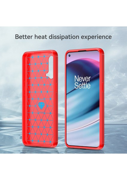1.8mm Hava Yastığı Tasarım Tpu Kılıf Parmak Izi Olmayan Fırçalanmış Yüzey Telefon Kılıfı Karbon Fiber Doku ile Oneplus Nord Ce 5g-Kırmızı (Yurt Dışından) fırsatları