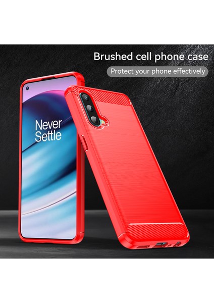 1.8mm Hava Yastığı Tasarım Tpu Kılıf Parmak Izi Olmayan Fırçalanmış Yüzey Telefon Kılıfı Karbon Fiber Doku ile Oneplus Nord Ce 5g-Kırmızı (Yurt Dışından) indirimleri