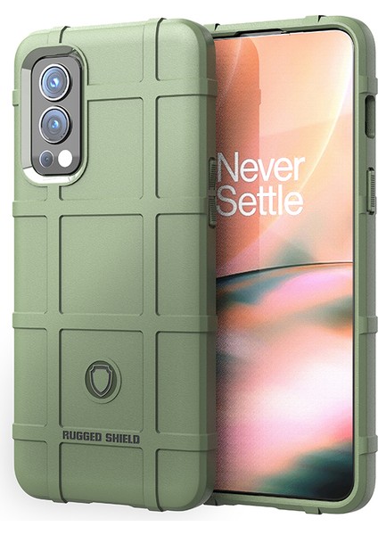 Tam Gövde Sağlam Kare Izgara Doku Darbeye Dayanıklı Yumuşak Tpu Düşme Koruyucu Kılıf Oneplus Nord 2 5g-Yeşil (Yurt Dışından)