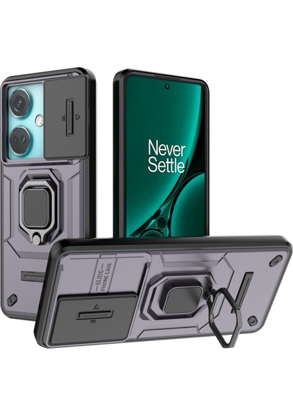 Oneplus Nord Ce3 5g Kılıf Kickstand Telefon Kılıfı Sürgülü Lens Koruyucu-Mor (Yurt Dışından)