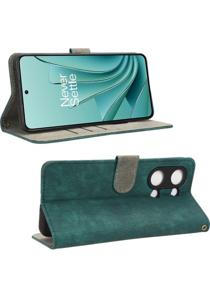 Oneplus Nord 3 5g/ace 2V Cep Telefonu Standı Kılıfı Pu Deri Rfıd Engelleme Cüzdan Kılıfı Kayışlı-Yeşil (Yurt Dışından)