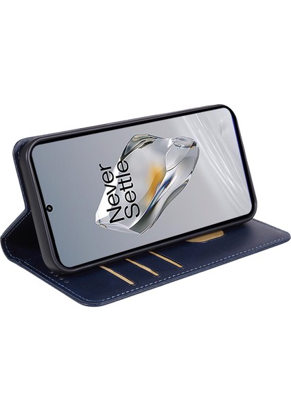 Oneplus Nord Ce4 5g Kılıf Pu Deri Cüzdan Kılıfı Dana Doku Telefon Kabuğu Manyetik Tokalı-Mavi (Yurt Dışından)