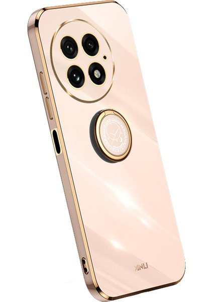 Xınlı Oneplus 13 Kılıf Halkası Kickstand Elektrokaplama Tpu Telefon Kılıfı-Pembe (Yurt Dışından)