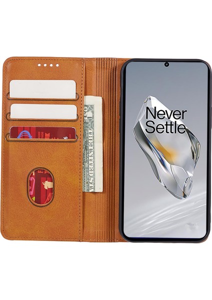 Oneplus Nord Ce4 5g Kılıf Pu Deri Cüzdan Kılıfı Dana Doku Telefon Kabuğu Manyetik Tokalı-Haki (Yurt Dışından)