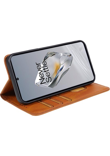 Oneplus Nord Ce4 5g Kılıf Pu Deri Cüzdan Kılıfı Dana Doku Telefon Kabuğu Manyetik Tokalı-Haki (Yurt Dışından)