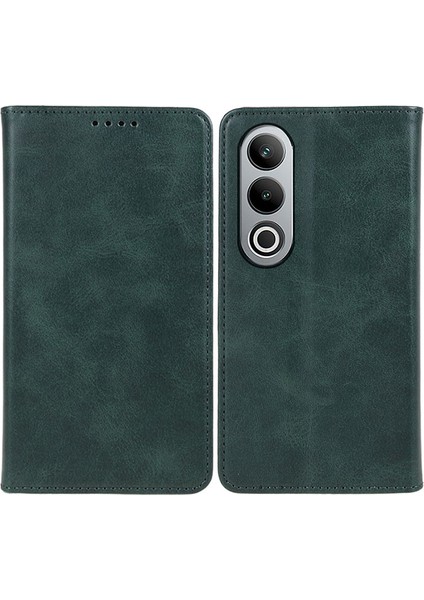 Oneplus Nord Ce4 5g Kılıf Pu Deri Cüzdan Kılıfı Dana Dokulu Telefon Kabuğu Manyetik Tokalı-Siyahımsı Yeşil (Yurt Dışından)