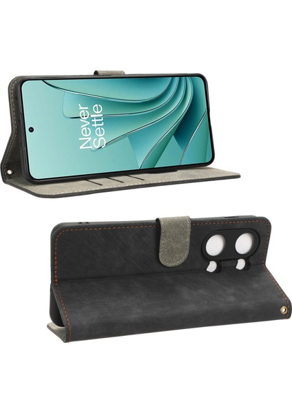 Oneplus Nord 3 5g/ace 2V Cep Telefonu Standı Kılıfı Pu Deri Rfıd Engelleme Cüzdan Kılıfı Kayışlı-Siyah (Yurt Dışından)