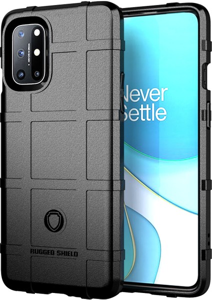 Shield Serisi Kare Izgara Doku Kalınlaştırılmış Tpu Kabuk Telefon Kılıfı Oneplus 8t-Siyah (Yurt Dışından)