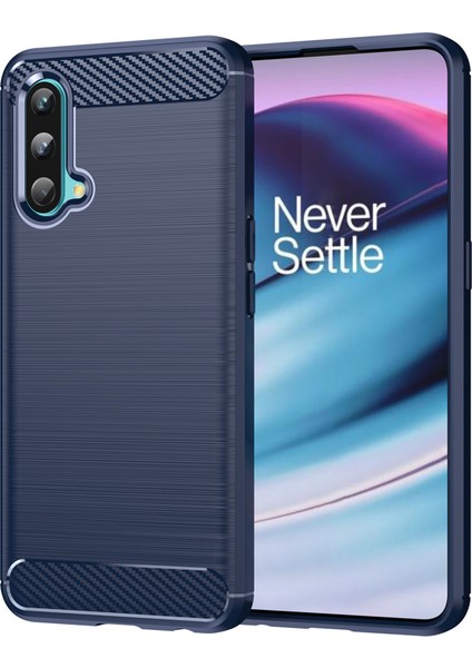 1.8mm Hava Yastığı Tasarım Tpu Kılıf Parmak Izi Olmayan Fırçalanmış Yüzey Telefon Kılıfı Karbon Fiber Doku ile Oneplus Nord Ce 5g-Mavi (Yurt Dışından)