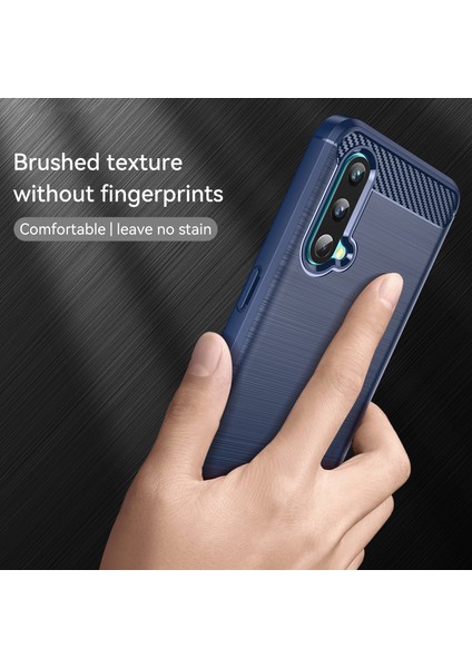 1.8mm Hava Yastığı Tasarım Tpu Kılıf Parmak Izi Olmayan Fırçalanmış Yüzey Telefon Kılıfı Karbon Fiber Doku ile Oneplus Nord Ce 5g-Mavi (Yurt Dışından) modelleri