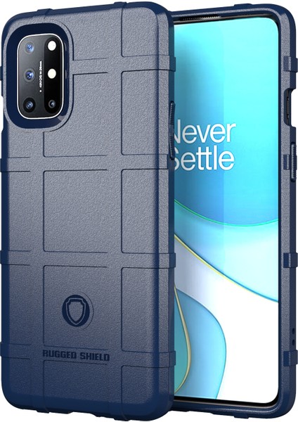 Shield Serisi Kare Izgara Doku Kalınlaştırılmış Tpu Kabuk Telefon Kılıfı Oneplus 8t-Mavi (Yurt Dışından)