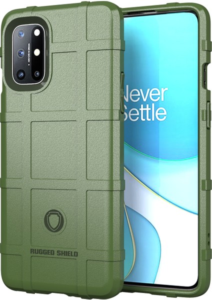 Shield Serisi Kare Izgara Doku Kalınlaştırılmış Tpu Kabuk Telefon Kılıfı Oneplus 8t-Yeşil (Yurt Dışından)