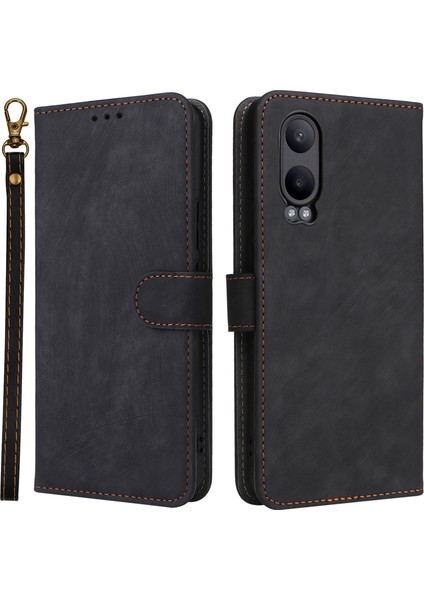 Oneplus Nord Ce4 Lite 5g/oppo K12X 5g(Çin)Kılıf Pu Deri Rfıd Engelleme Telefon Kılıfı-Siyah (Yurt Dışından)