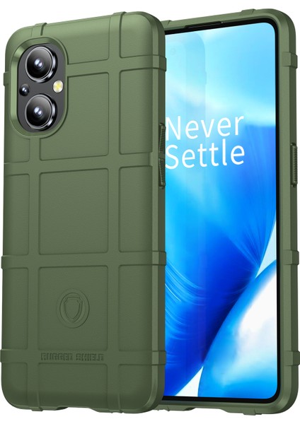 Sağlam Kare Izgara Tasarım Yumuşak Tpu Kalınlaştırılmış Güçlü Koruma Arka Kapak Oneplus Nord N20 5g-Yeşil (Yurt Dışından)
