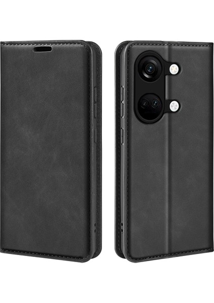 Oneplus Ace 2V/NORD 3 5g Cep Telefonu Pu Deri Cüzdan Kabuk Flip Kılıf Için Skin-Touch Stand Kılıfı-Siyah (Yurt Dışından)
