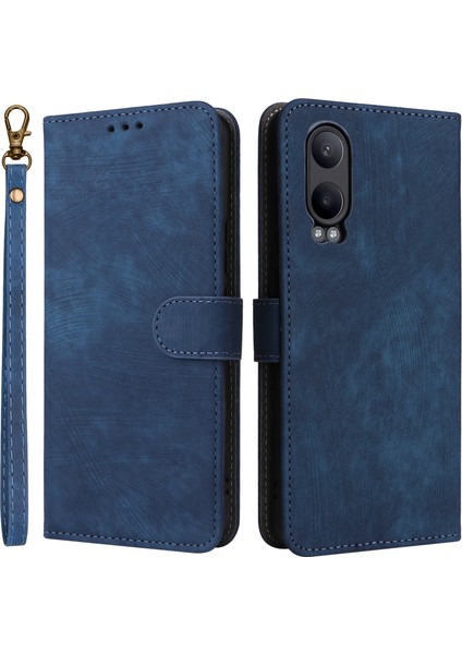 Oneplus Nord Ce4 Lite 5g/oppo K12X 5g(Çin)Kılıf Pu Deri Rfıd Engelleme Telefon Kılıfı-Mavi (Yurt Dışından)