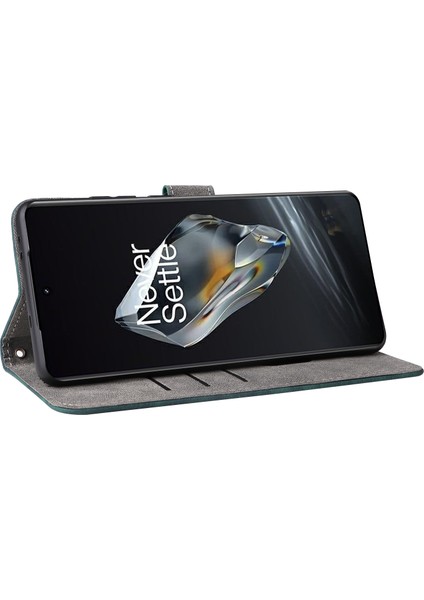 Oneplus 12 5g Deri Telefon Kılıfı Kayışlı Rfıd Engelleme Kart Yuvaları-Yeşil (Yurt Dışından) modelleri