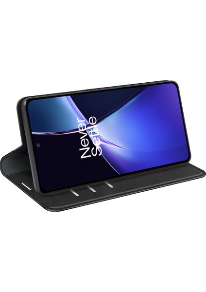 Oneplus Nord Ce4 Lite 5g/oppo K12X 5g(Çin)Cüzdan Telefon Kılıfı Cilt Dokunuşlu Deri Kapaklı Kılıf-Siyah (Yurt Dışından)
