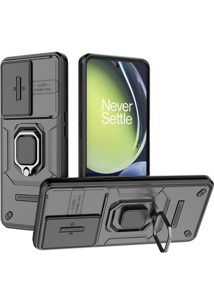 Oneplus Nord Ce 3 Lite 5G/N30 5g Kılıf Sürgülü Lens Kapağı Pc+Tpu Destekli Telefon Kılıfı-Siyah (Yurt Dışından)