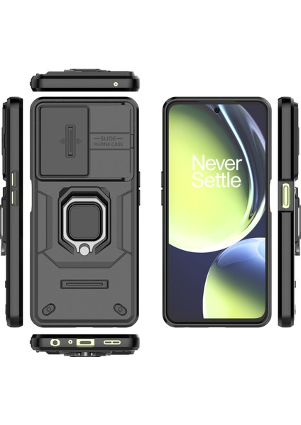 Oneplus Nord Ce 3 Lite 5G/N30 5g Kılıf Sürgülü Lens Kapağı Pc+Tpu Destekli Telefon Kılıfı-Siyah (Yurt Dışından)