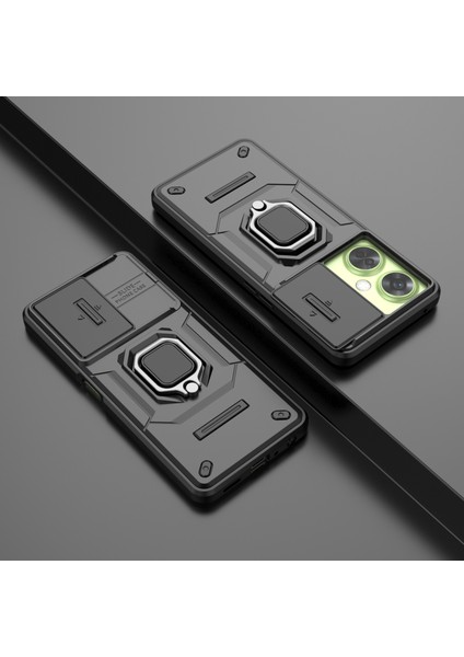 Oneplus Nord Ce 3 Lite 5G/N30 5g Kılıf Sürgülü Lens Kapağı Pc+Tpu Destekli Telefon Kılıfı-Siyah (Yurt Dışından)