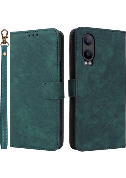 Oneplus Nord Ce4 Lite 5g/oppo K12X 5g(Çin)Kılıf Pu Deri Rfıd Engelleme Telefon Kılıfı-Yeşil (Yurt Dışından)