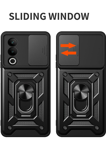 Oneplus Nord Ce4 5g Kılıfı Sürgülü Kamera Kapağı Pc + Tpu Kickstand Telefon Kılıfı-Kırmızı (Yurt Dışından)