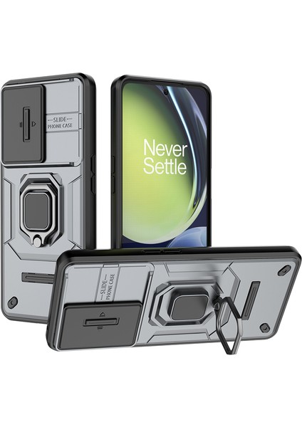 Oneplus Nord Ce 3 Lite 5G/N30 5g Kılıf Sürgülü Lens Kapağı Pc+Tpu Destekli Telefon Kılıfı-Gri (Yurt Dışından)
