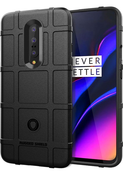 Sağlam Kare Izgara Dokulu Darbeye Dayanıklı Tpu Telefon Kılıfı Oneplus 7 Pro-Siyah (Yurt Dışından)