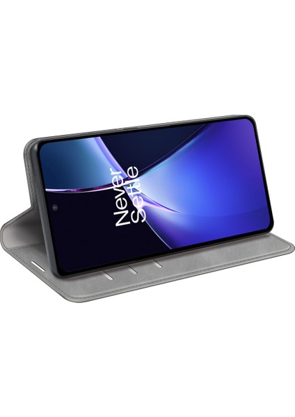 Oneplus Nord Ce4 Lite 5g/oppo K12X 5g(China)Cüzdan Telefon Kılıfı Cilt Dokunuşlu Deri Kapaklı Kılıf-Gri (Yurt Dışından)