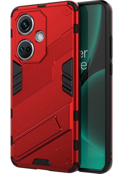 Oneplus Nord Ce3 5g Için Pc+Tpu Darbeye Dayanıklı Kılıf, Kickstand Zırhlı Telefon Kılıfı-Kırmızı (Yurt Dışından)