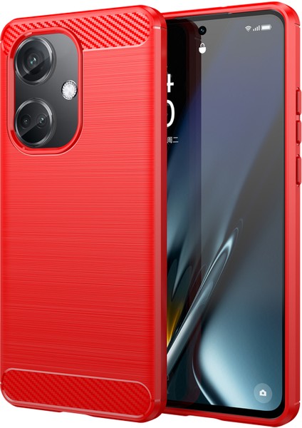 Oneplus Nord Ce3 5g Anti-Düşme Telefon Kılıfı Karbon Fiber Doku Yumuşak Tpu Fırçalanmış Kapak-Kırmızı (Yurt Dışından)
