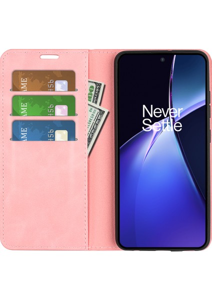 Oneplus Nord Ce4 Lite 5g/oppo K12X 5g(Çin)Cüzdan Telefon Kılıfı Cilt Dokunuşlu Deri Kapaklı Kılıf-Pembe (Yurt Dışından)