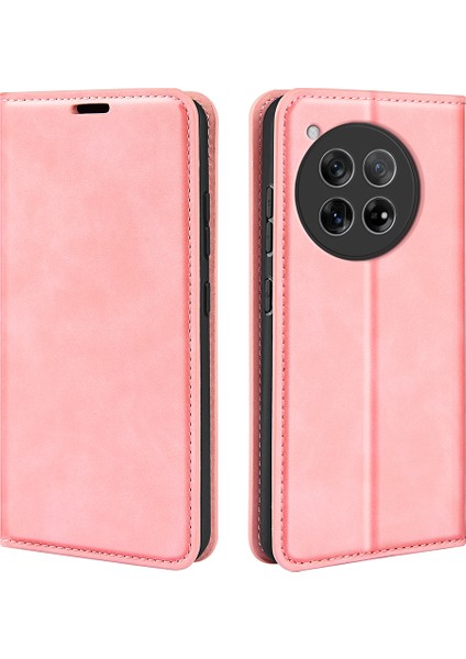 Oneplus 12 5g Pu Deri Cilt-Dokunmatik Kılıf Cüzdan Kapaklı Telefon Kılıfı-Pembe (Yurt Dışından)