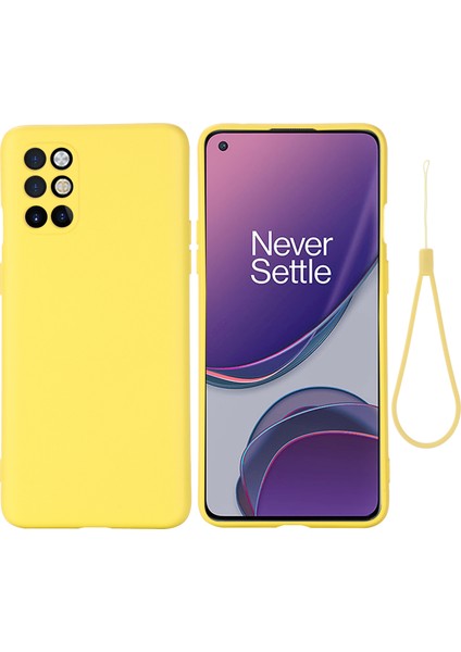 Oneplus 8t-Sarı Için Kayışlı Sıvı Silikon Düz Telefon Koruyucu Kabuk (Yurt Dışından)